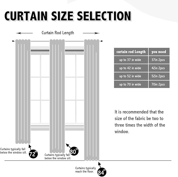 Anytime 100% Blackout Curtain 2 Panels Set, Thermal Insulated Window Drapes