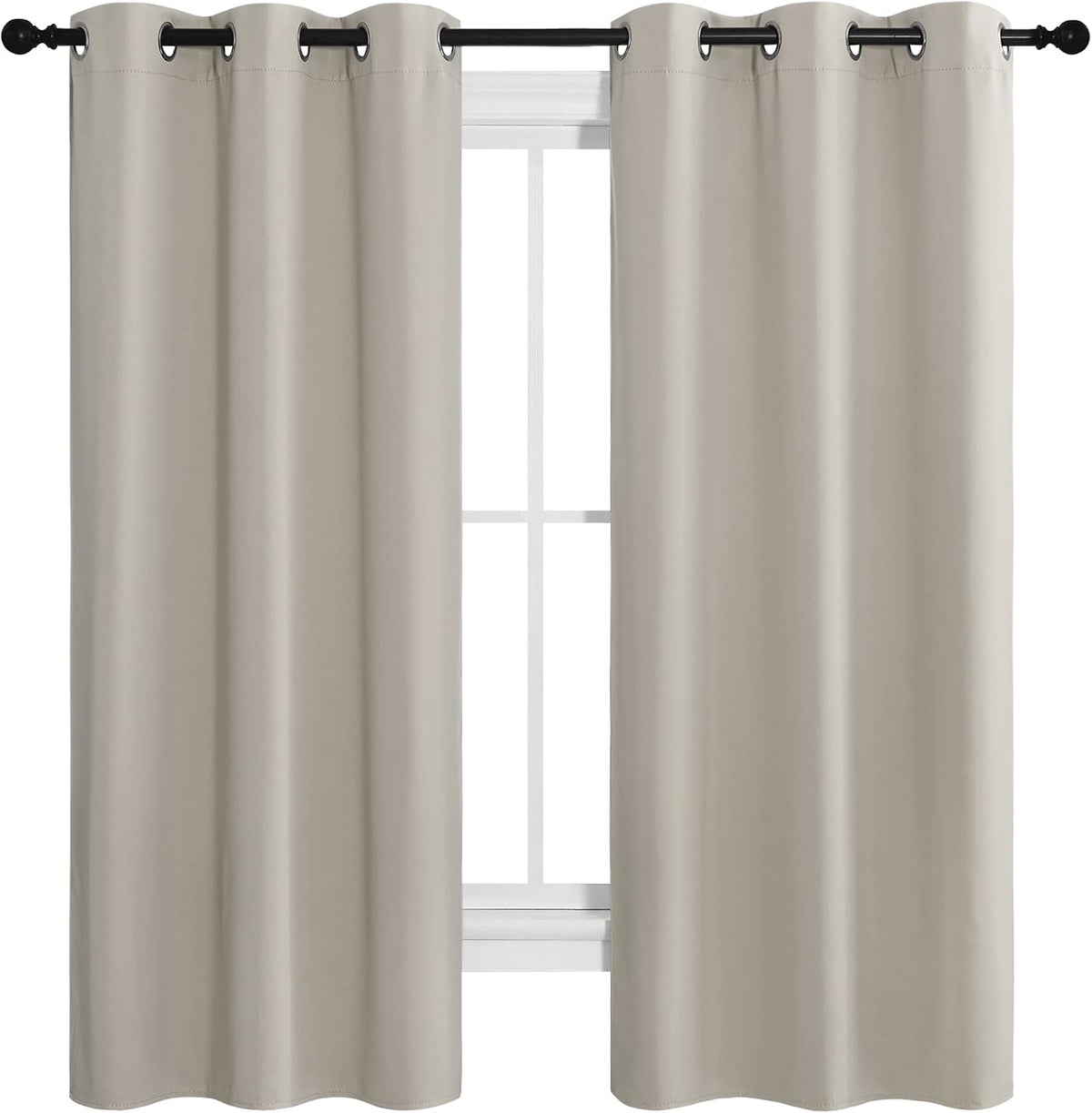 NICETOWN Kitchen Curtains for Decoration, Thermal Insulated Grommet Room Darkening Draperies/Panels for Laundry (Natural, 2 Panels, W42 x L68 inches)