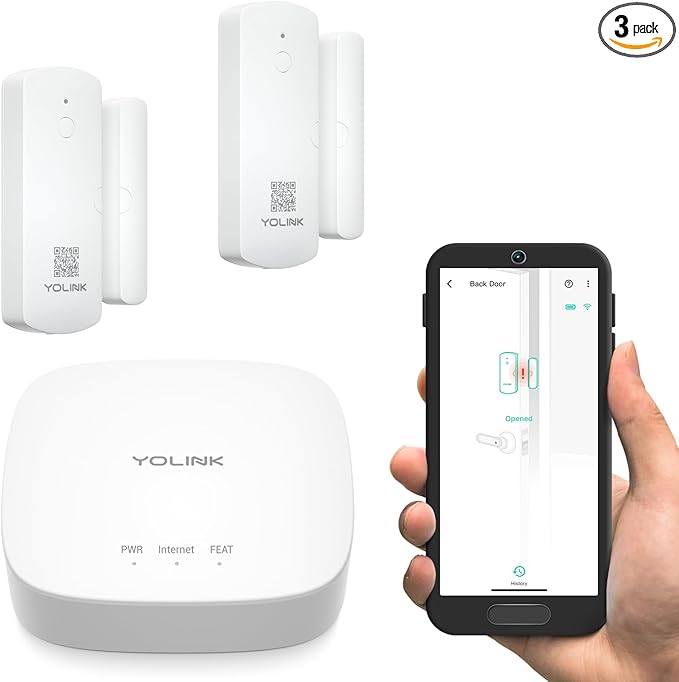 YoLinK LoRa Smart Door Sensor Starter Kit: 1/4 Mile Open-Air Range, Door (2-Pack)