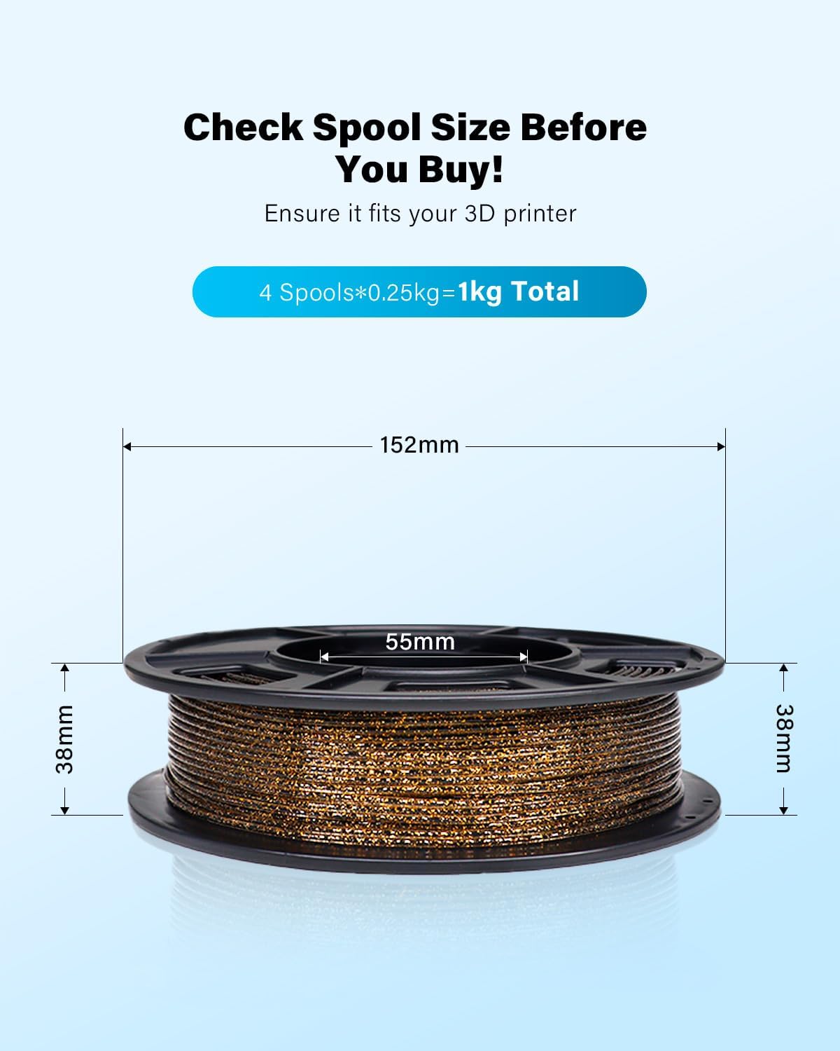 yousu 3d printer filament galaxy pla filament 1.75mm, close-up detail