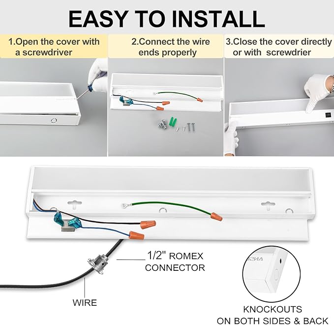 Ansen 4Packs of Under Cabinet Lighting Hardwired, 24IN 18W 1237LM, Dimmable Led