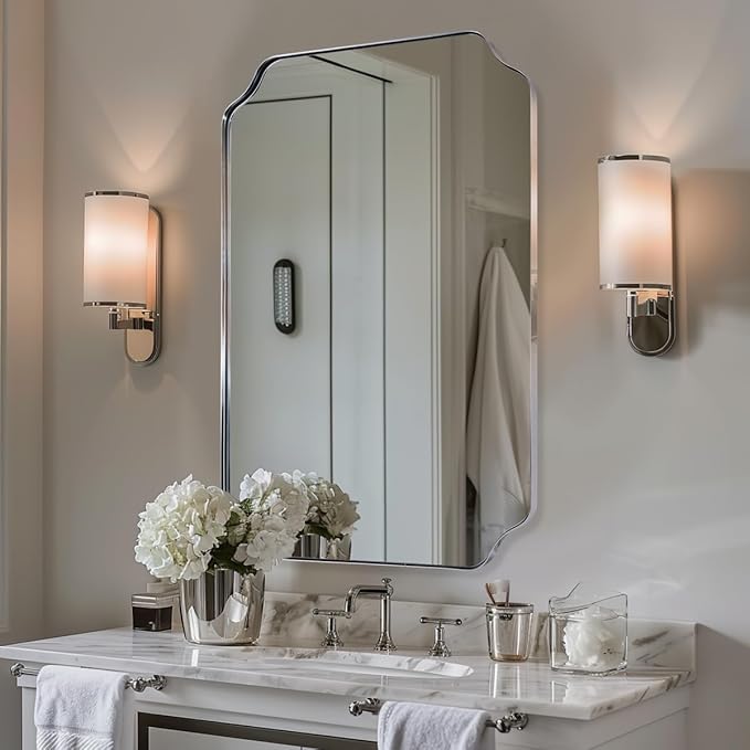 ANDY STAR Chrome Bathroom Mirror, 24x32 Inch Polished Chrome Rectangle Mirror