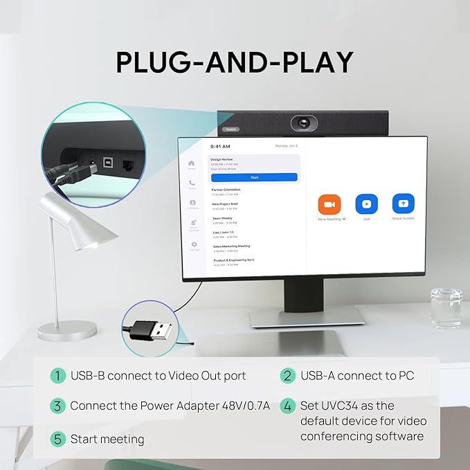 Yealink UVC34 4K Conference Room Camera System 10 Microphone 8 MP All-in-One