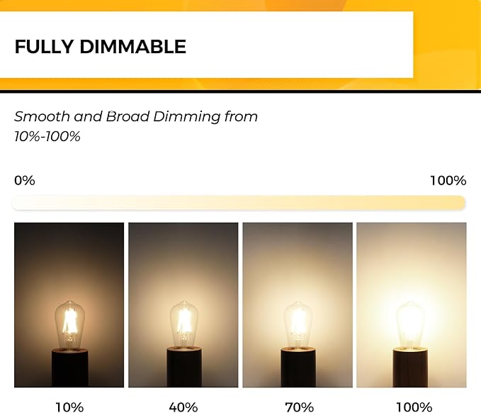 Hizashi Vintage Led Edison Bulbs Dimmable, 6W Equivalent 60W, E26 Base Light (24 Pack)