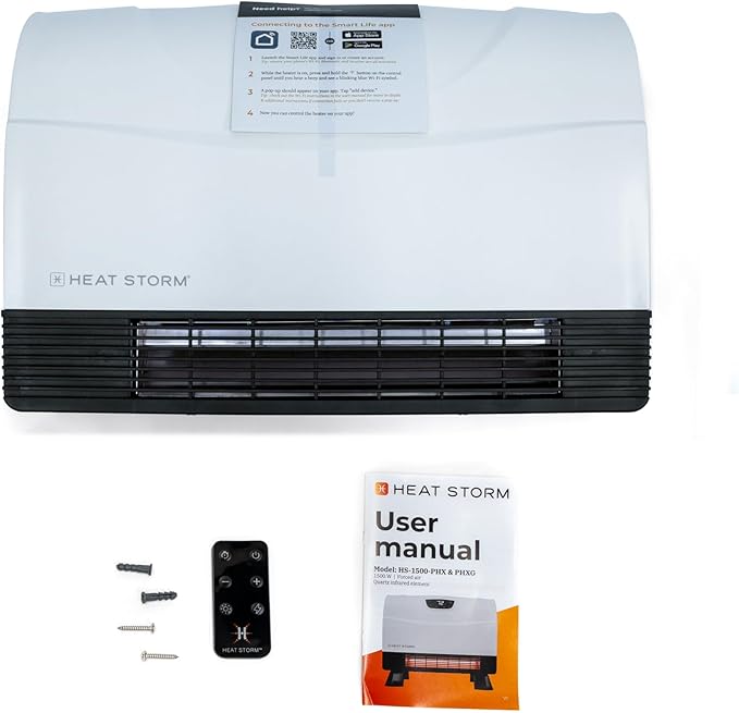 Heat Storm HS-1500-PHX-WIFI Infrared Heater, Wifi Wall Mounted
