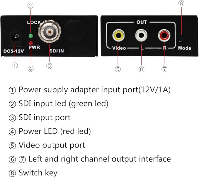 HDSUNWSTD HD 3G SDI to AV CVBS Video Converter Support 1080P L/R Audio Output