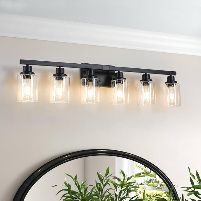 DIKAIDA 6-Light Black Vanity Lights 38'' Modern Bathroom Vanity Lighting