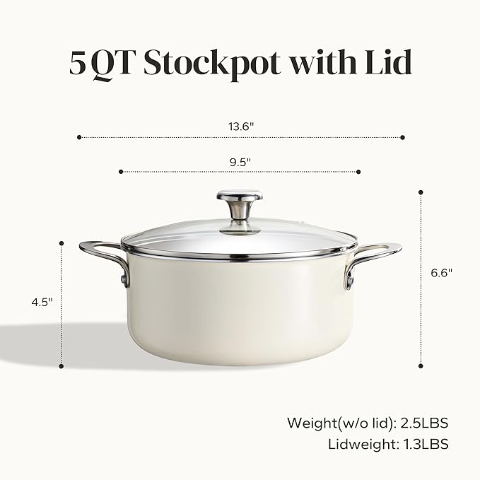 Redchef Ceramic Stock Pot with Lid, Soup Pot
