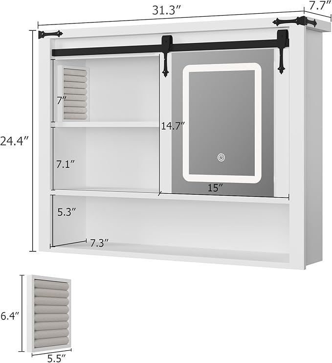 QUW 31" Farmhouse Bathroom Wall Cabinet, Bathroom Medicine Cabinets