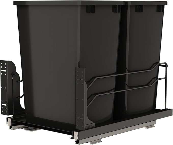 Rev-A-Shelf 35 Qt Double Pullout Under Cabinet Kitchen Trash Cans w/Soft-Close