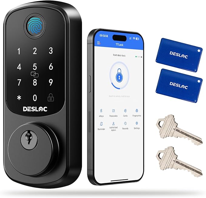 DESLOC Smart Door Lock B200, Smart Deadbolt Lock, Keyless Entry Door Lock