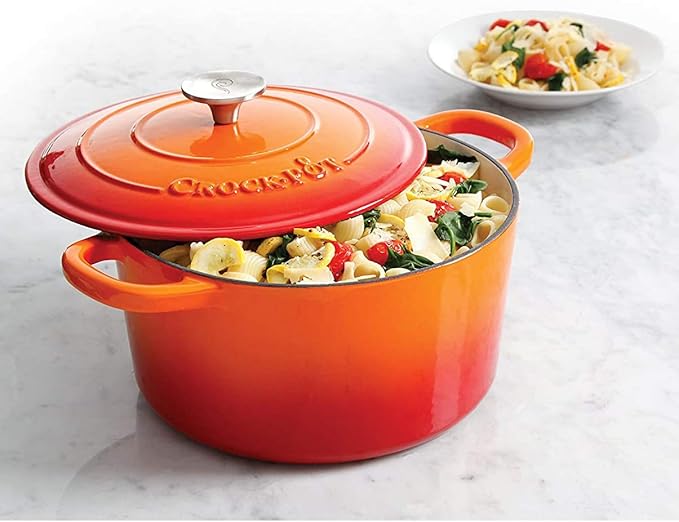 Crock-Pot Artisan 5-Quart Round Enameled Cast Iron Dutch Oven – Sunset Orange