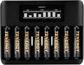 Tenergy 8 Count AA NiMH Premium Pro Rechargeable Batteries and TN480U 8-Bay LCD