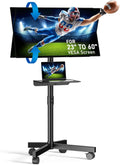 Rolling TV Stand for 23-60 Inch, Mobile TV Stand with Shelf, Black