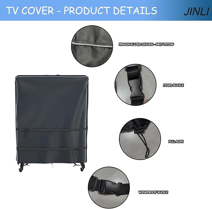 JINLI 65-70 inch outdoor TV trolley cover, courtyard TV cover, Oxford fabric