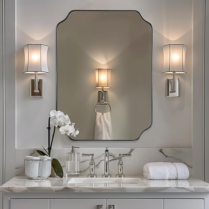 ANDY STAR Chrome Bathroom Mirror, 24x32 Inch Polished Chrome Rectangle Mirror