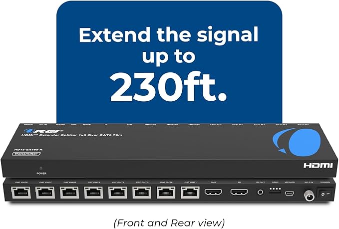 OREI 4K 1x8 HDMI Extender Splitter Multiple Over CAT 6/7 Cable