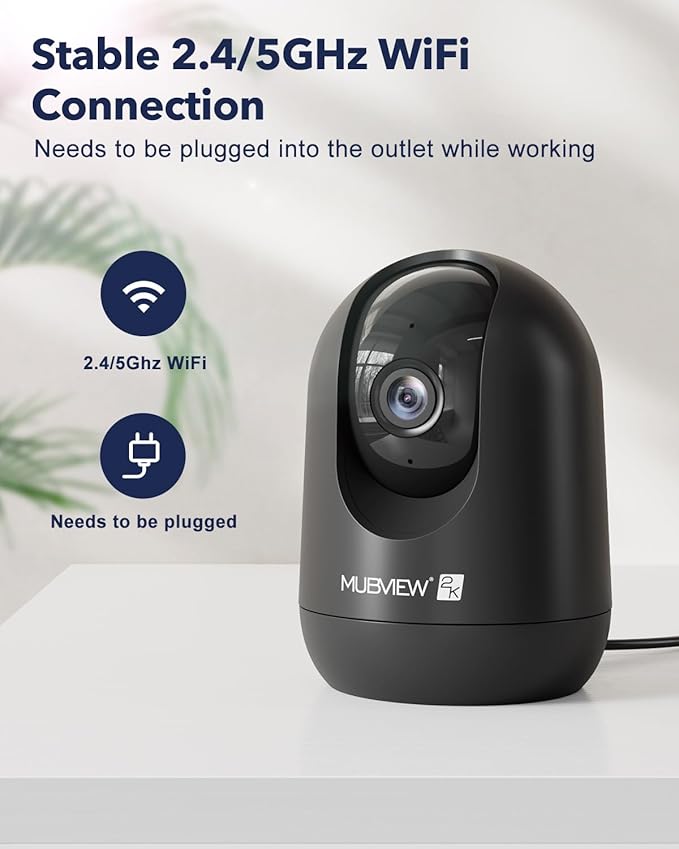 MUBVIEW Cameras for Home Security, Indoor Security Camera, 2.4/5GHz WiFi Wired