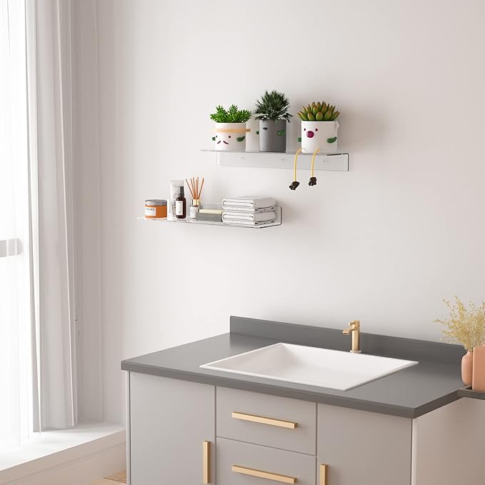 24 Inches Clear Floating Shelves (2 Pack)