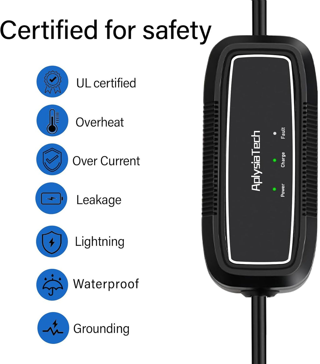Level 1+2 EV Charger, 16Amp 110-240V, Portable SAE J1772 Electric Car Chargers, Plug-in EV Charging Station for Home,21 Ft Level 2 Charger Cable NEMA 6-20Plug(Tesla Need Adapter)