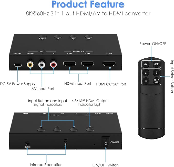 3-Port 8K@60Hz HDMI Switch