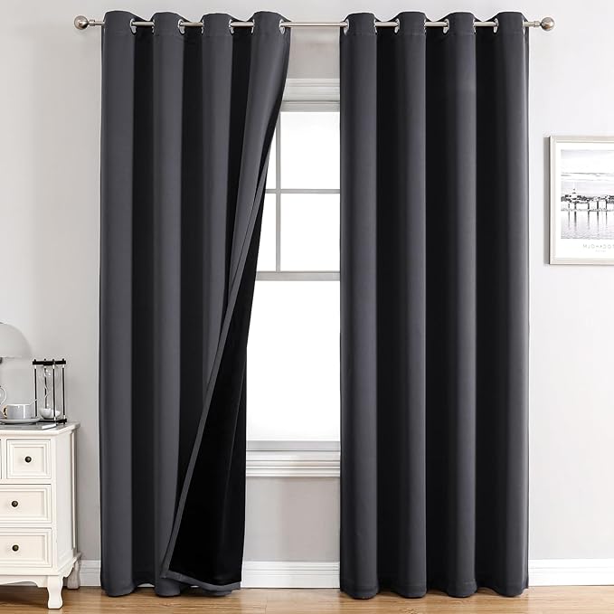 ChrisDowa 100% Blackout Curtains 102 inch Long