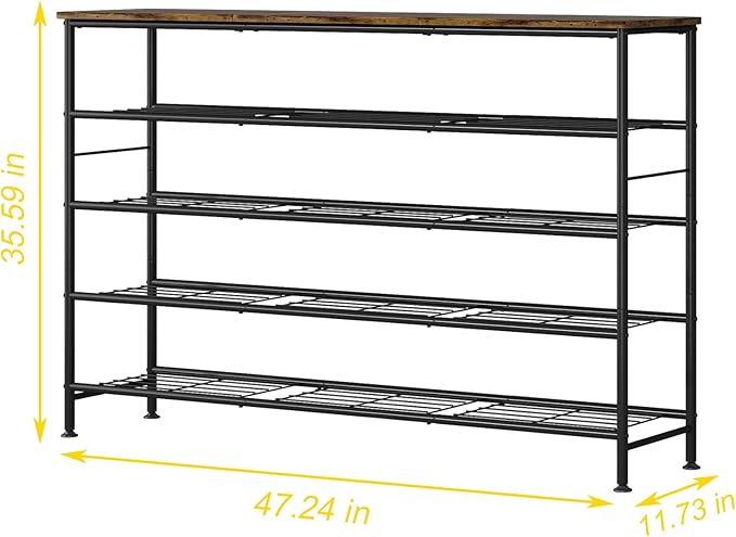 SUOERNUO Shoe Rack 5 Tier Shoe Storage Organizer Metal Mesh Shelves