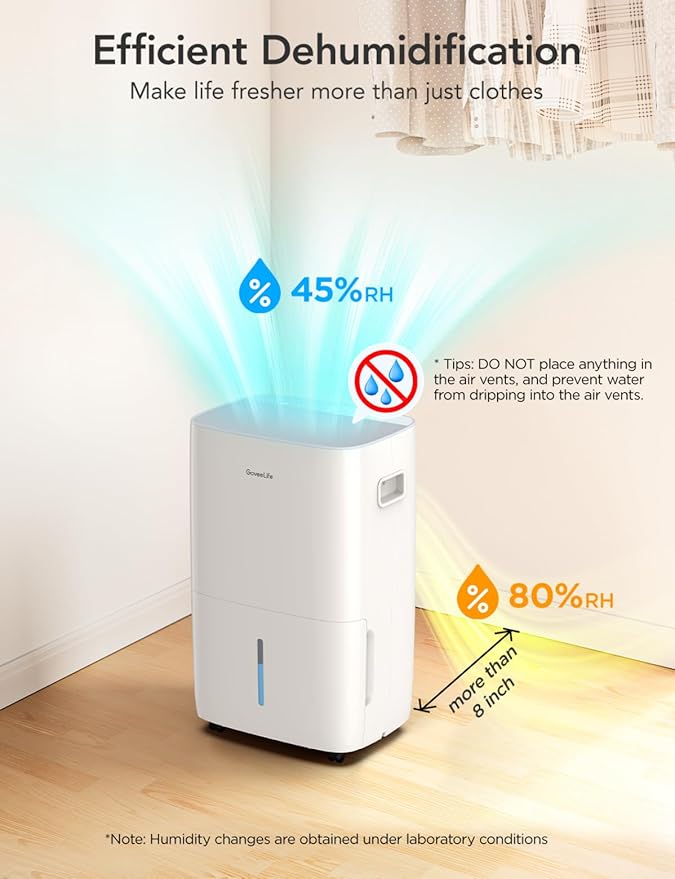 GoveeLife Dehumidifier for Home 4, 500 Sq.Ft, 50 to 137 Pint Smart Auto