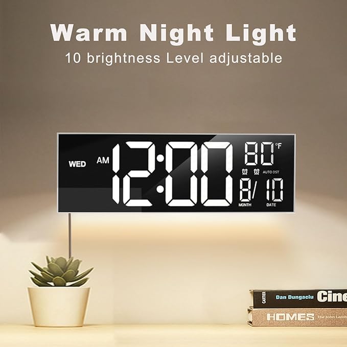 JALL 16" Large Digital Wall Mount Clock, Count Down Timer, Big LED, 8 RGB Color