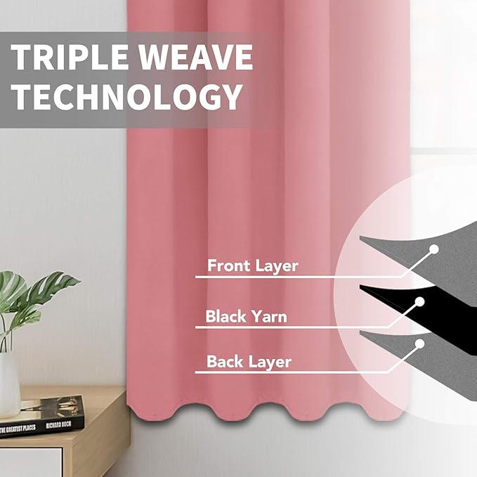 Easy-Going Blackout Curtains for Bedroom, Solid Thermal Insulated Grommet and