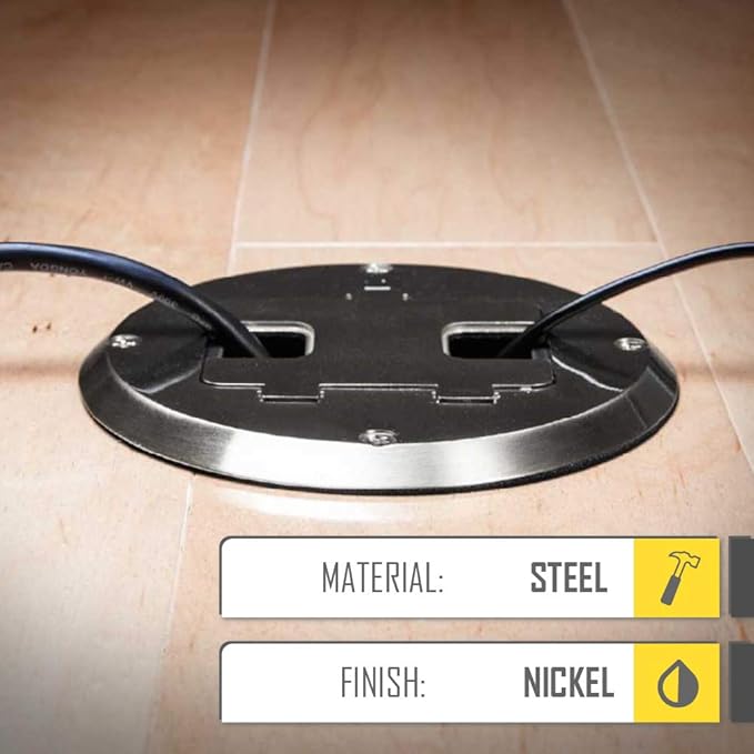 RACO 6239NI Floor Kit with Recessed Duplex 15A TR Device and Adjustable Steel