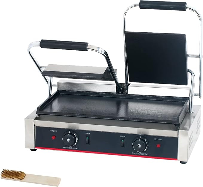 Commercial Panini Press With Grooved Grill Sandwich Maker Machine Electric