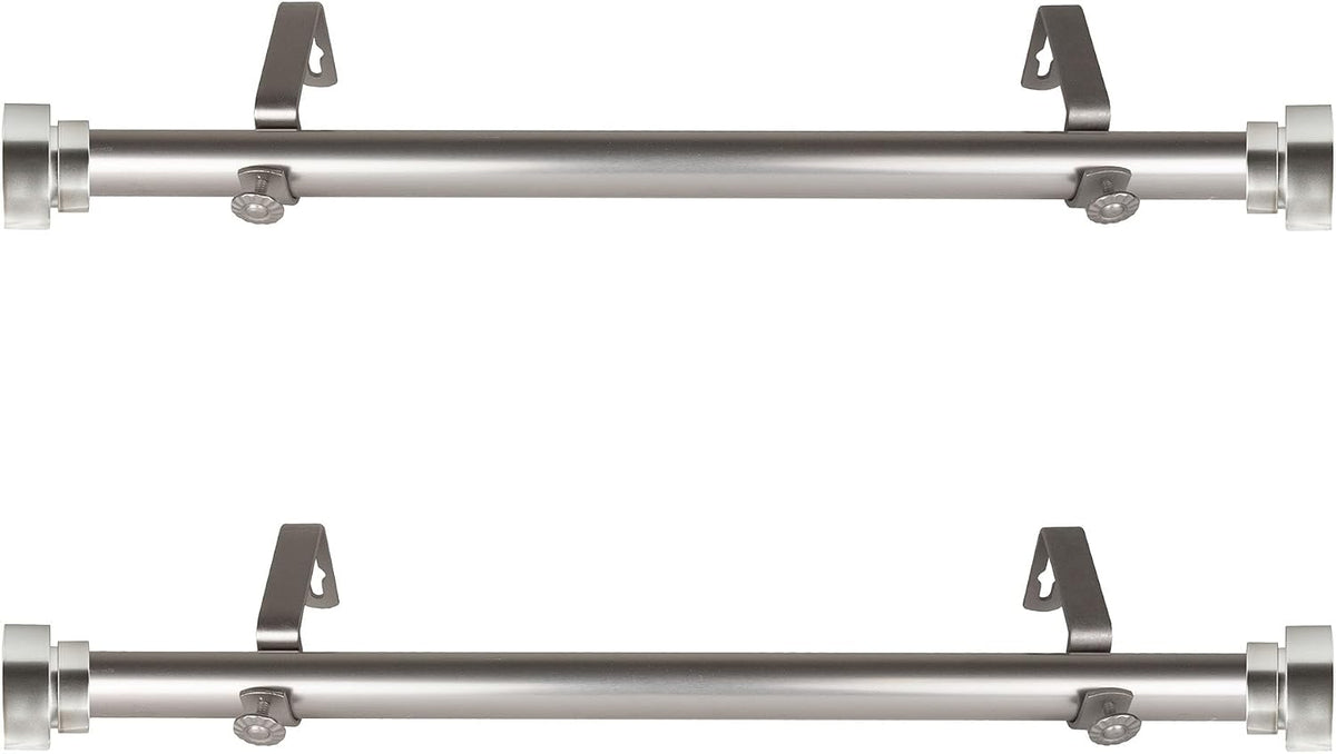 1 inch Side Curtain Rod 12-20 inch (Set of 2) - Satin Nickel