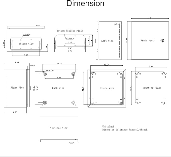 VEVOR NEMA Steel Enclosure 12×12×8, NEMA 4X Steel Electrical Box, IP66