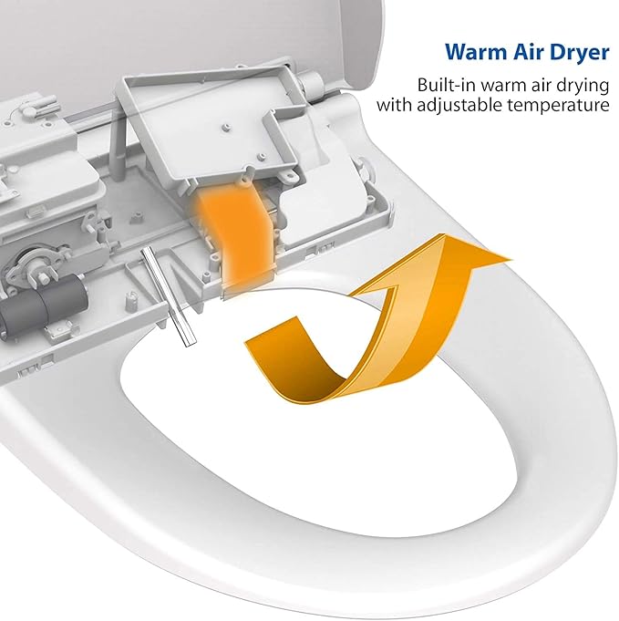 VOVO VB-6100SR Round Bidet Toilet Seat, Warm Water, LED Light, Heated Seat