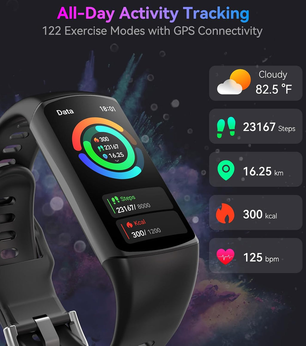 Fitness Tracker with Heart Rate Blood Oxygen Blood Pressure Monitor Sleep Tracker Activity Trackers