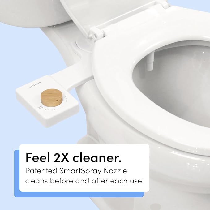 TUSHY Fresh Cool Water Bidet: Ultra Slim Toilet Seat Attachment Easy DIY