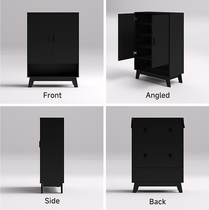 4-Tier Fluted Shoe Cabinet