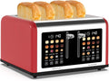 4 Slice Toaster Touch Screen, Stainless Steel Toasters Digital Timer, Dual
