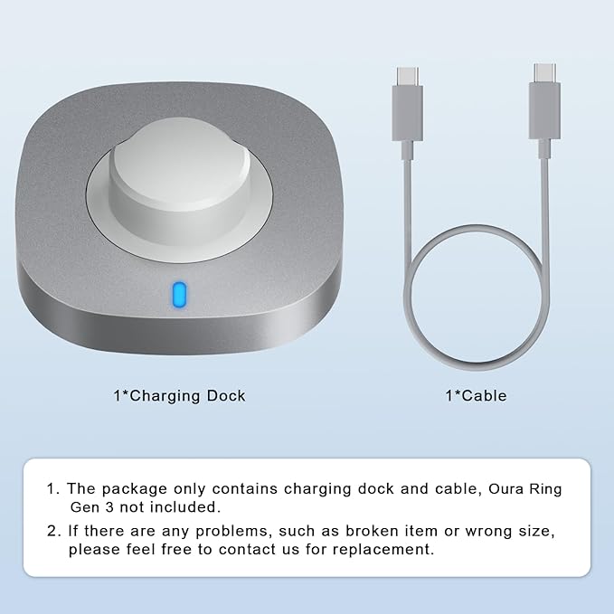 ZOOROO Charger Compatible with Oura Ring Gen 3 Size 11, Fast Charging Dock with