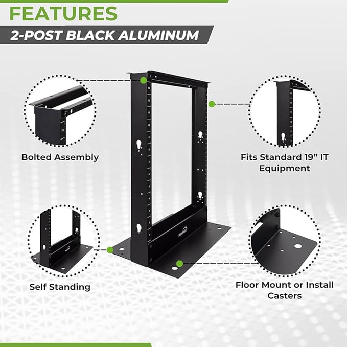 NavePoint 13U 2 Post Open Frame Server Rack