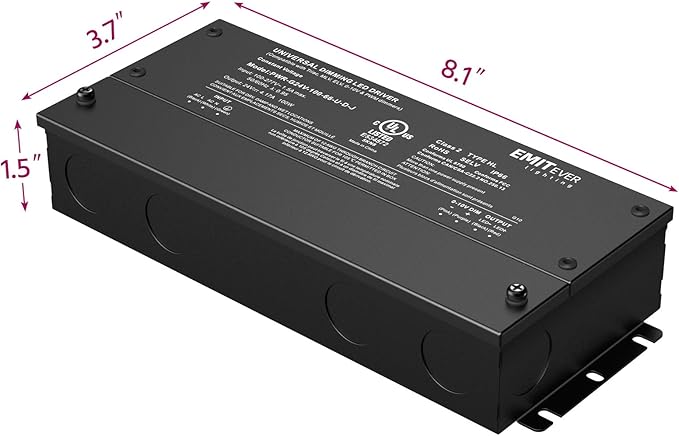 EMITEVER Dimmable Led Driver, 100W AC 100V-277V to DC 24V Transformer, 5-in-1