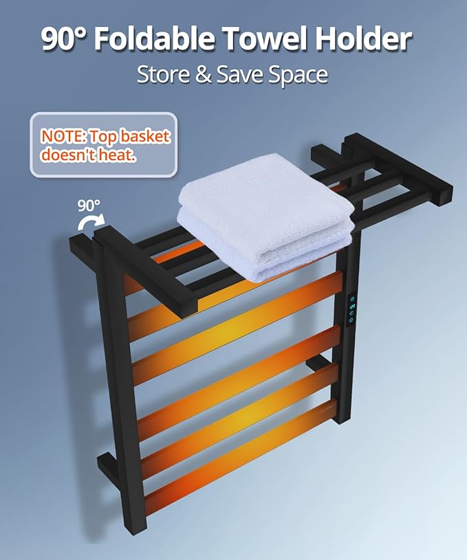 Towel Warmer Rack with WiFi, 6 Bars Large Towel Racks with Temperature & Timing