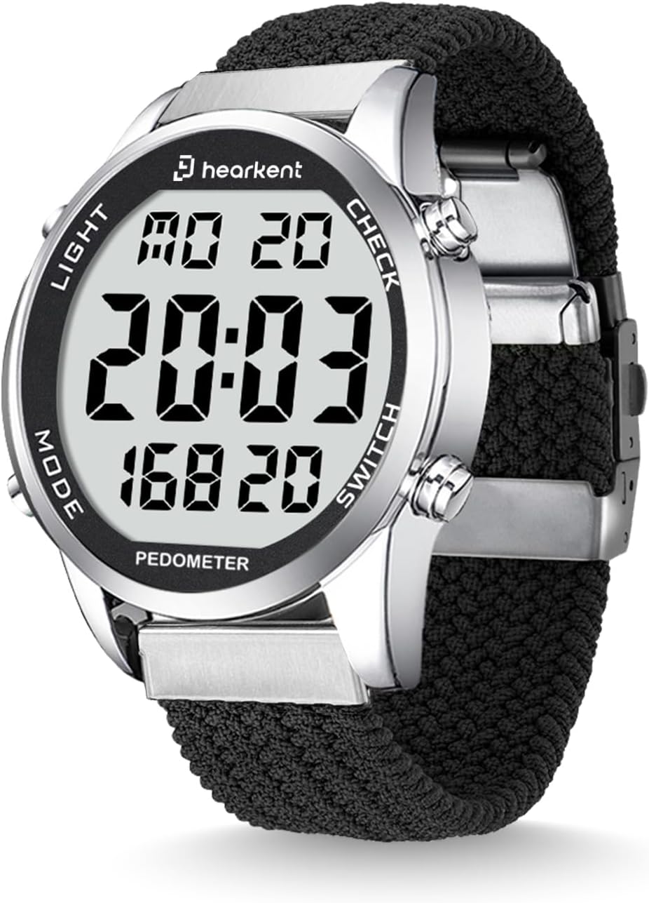 Hearkent Pedometer Watch,Step,Mileage&Calorie Tracker,Large Numbers