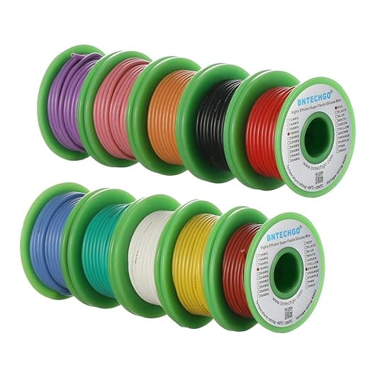 BNTECHGO 18 Gauge Silicone Wire Kit 10 Color Each 50 ft Flexible 18 AWG