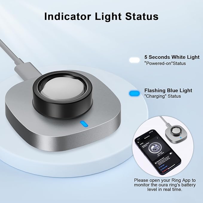 ZOOROO Charger Compatible with Oura Ring Gen 3 Size 12, Fast Charging Dock with