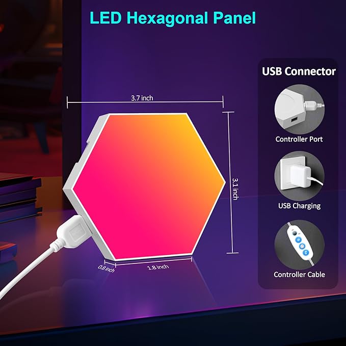 JIMIMORO 20-Pack Hexagon Light Panels – Smart RGB LED Wall Lights