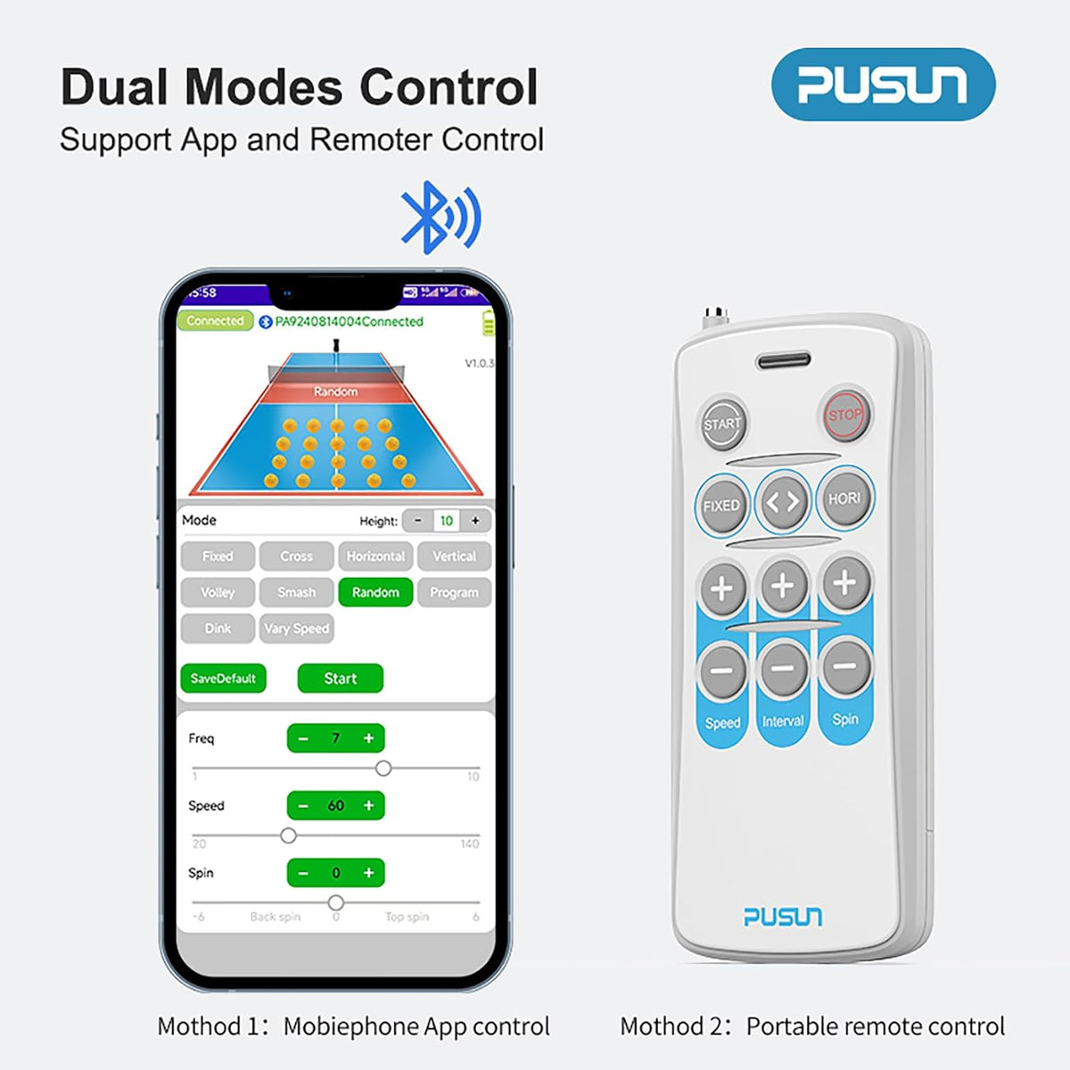 Pickleball Machine-PUSUN Launcher for Professional Training | App& Remote Control | Speed, Angle, Rotation Adjustment | Large Capacity (85+ Balls) | 4-6 Hour Battery Life | Self-Programming