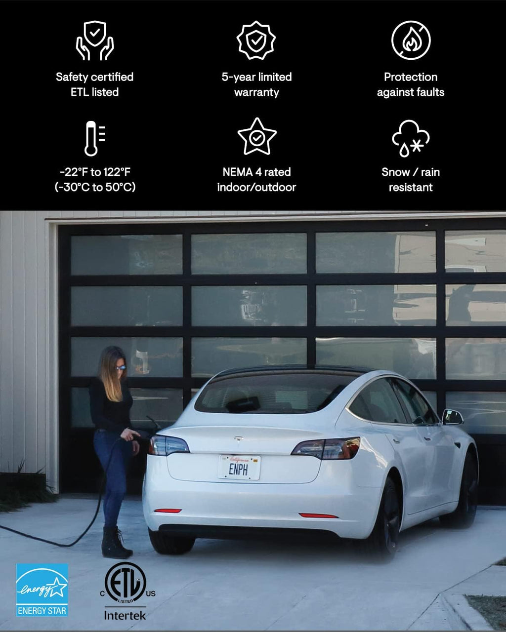 32 Amp Plug-in Level 2 EV Charger for Home, Enphase HCS-40 (Formerly ClipperCreek), NEMA 14-50, 5-Year Warranty, 25 ft Cable, J1772 Connector, up to 31 Miles of Range per Hour
