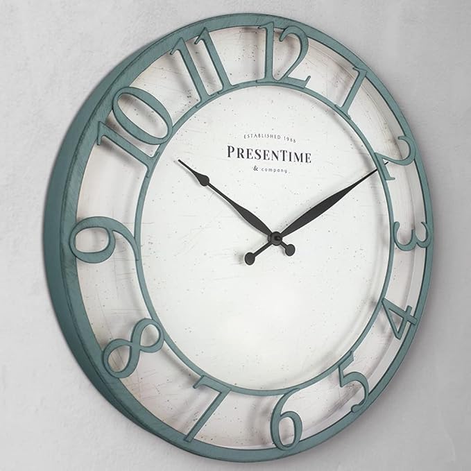 Presentime & Co 21" Farmhouse Series Wall Clock, Vintage Style, Retro Clock
